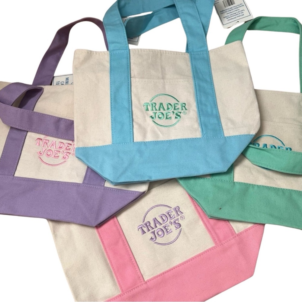 Pastel Canvas Tote Bags with Double Handles from Trader Joe’s
